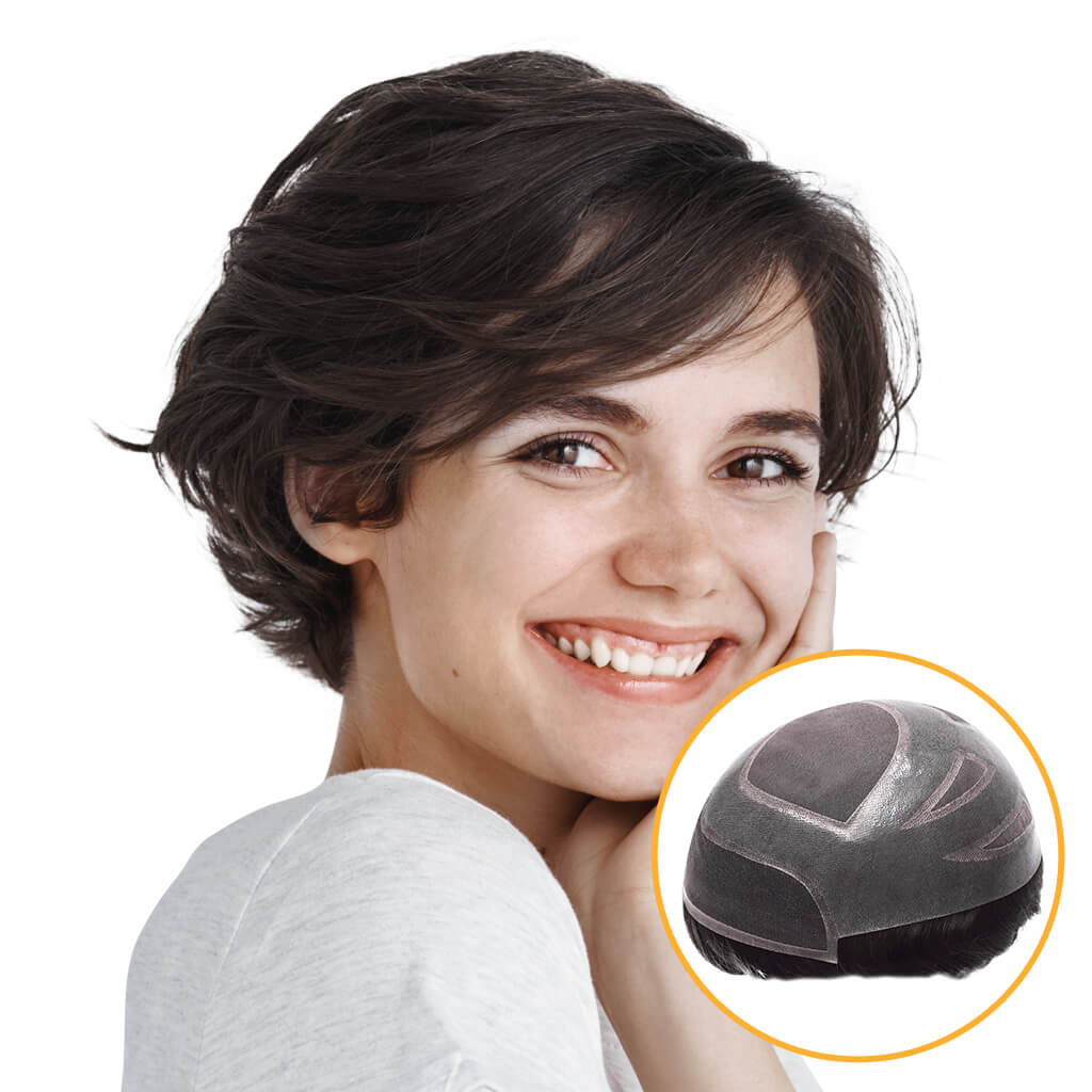 HS27+ Mono Top Toupee with a Lace Front and a Skin Gauze Perimeter order NEWTIMES HAIR