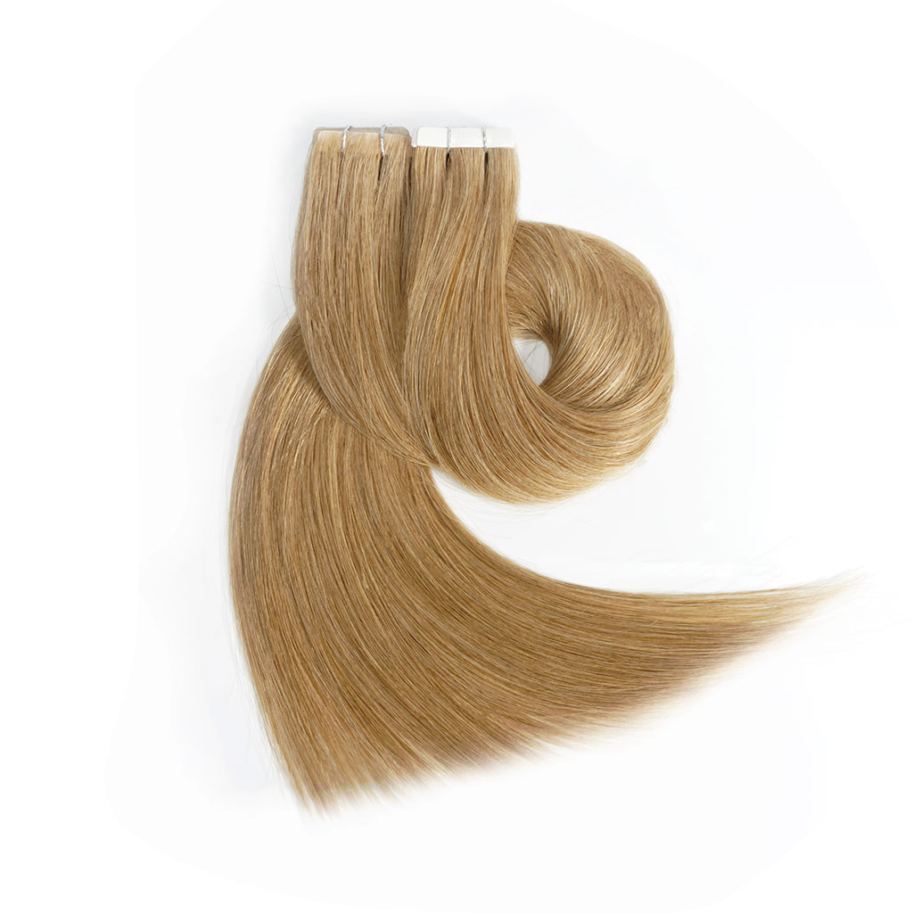 Two Injection tape in hair extensions in brown and blonde, 7-Star Full Cuticle Human Remy Hair