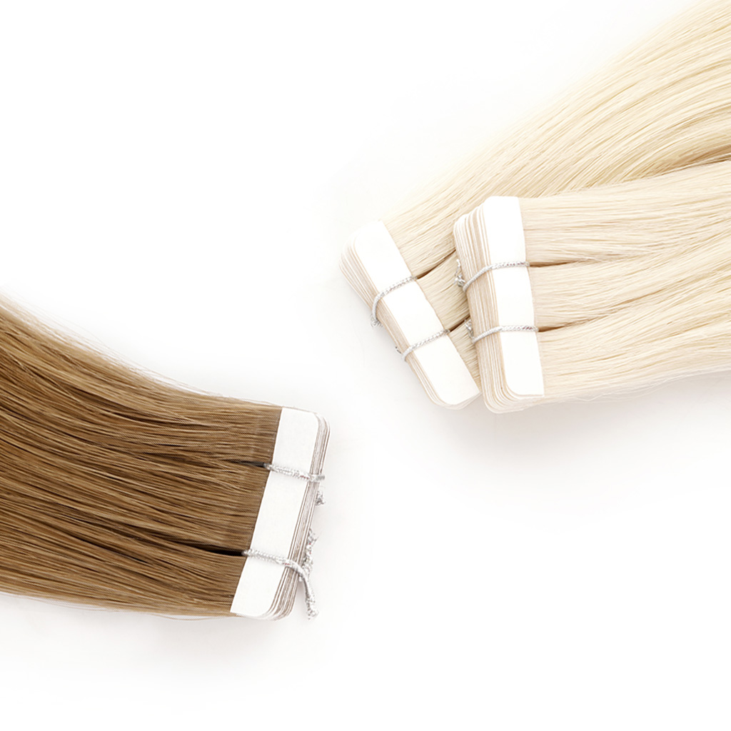 TAPE-IN Hair Extensions, 7-Star Full Cuticle Remy hair in brown and blonde